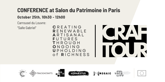 Conference at Salon du Patrimoine in Paris, CRAFTOUR: Creating Renewable Artisanal Futures Through Ongoing Upholding of Richness